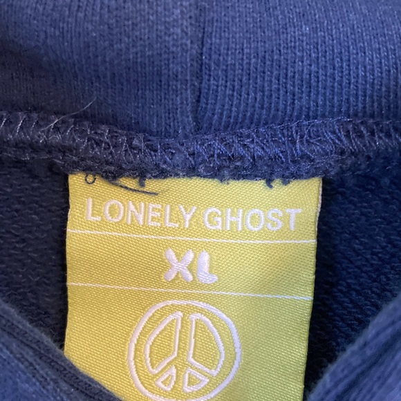 Lonely Ghost Navy Hoodie with Red Text - Picture 2 of 9